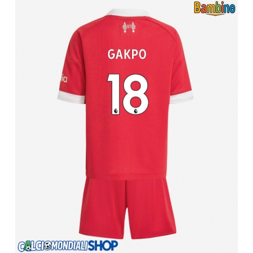 Maglie da calcio Liverpool Cody Gakpo #18 Prima Maglia Bambino 2025-26 Manica Corta + Pantaloni corti)